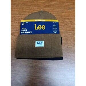 Lee Workwear 2 Pack Black and Tan Knit Beanie One Size
